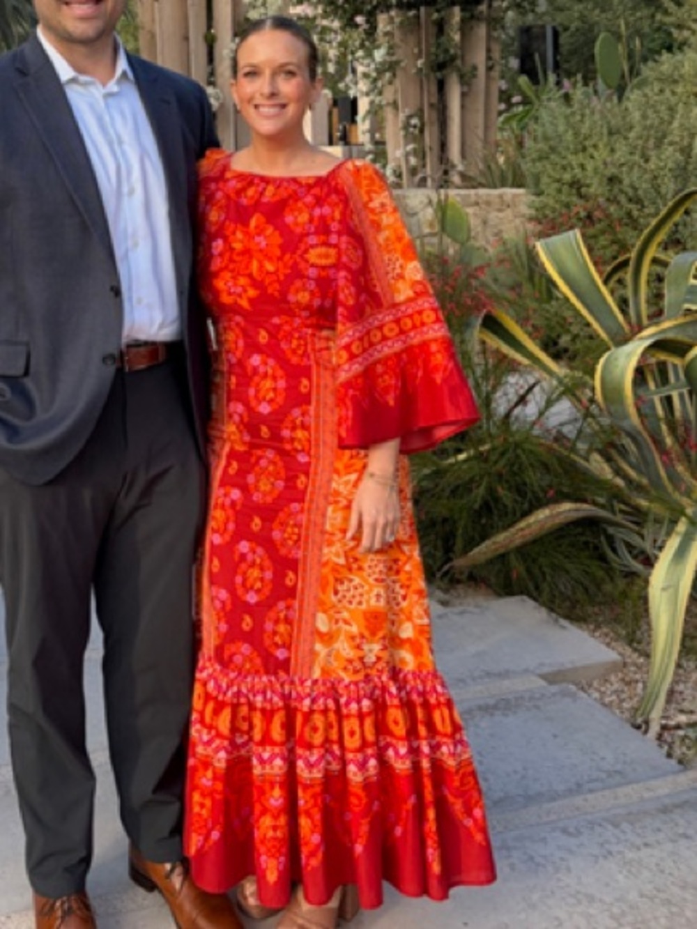 FARM Rio beautiful bell sleeve cutout dress. Colorful fruit floral print Maxi - Picture 14 of 16